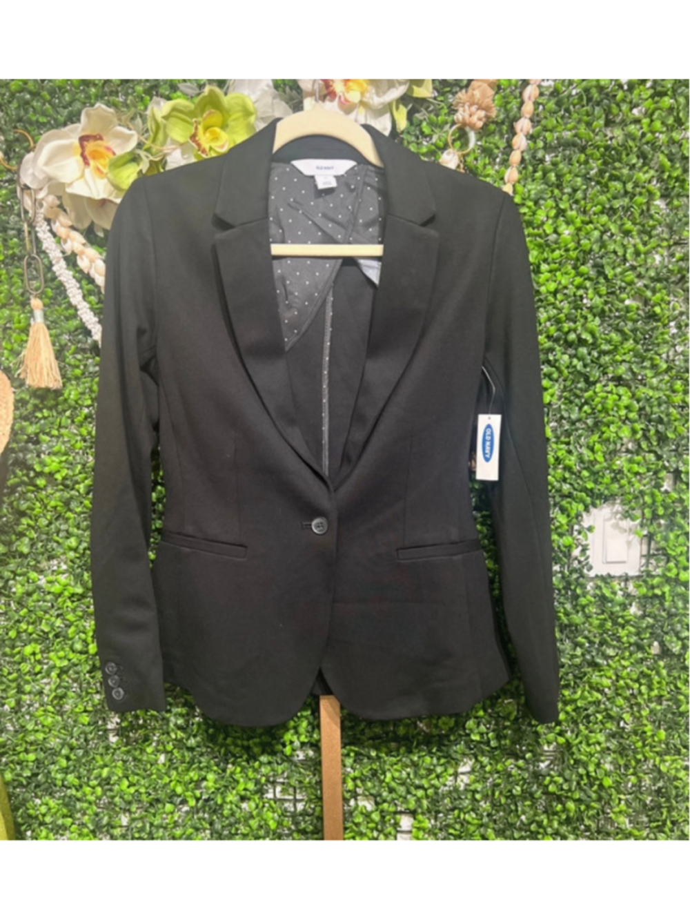 Old Navy Classic Double Weave Fitted Suit Blazer One Button Jacket size XS